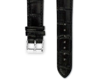 Kroko Uhrenarmband Leder Schwarz | Uhrarmband Kroko Optik aus Leder in Schwarz | 18, 20 und 22mm Breite