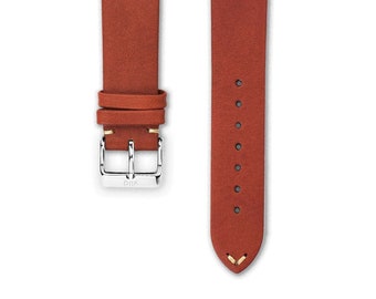Uhrenarmband Leder Vintage Rotbraun | Uhrarmband aus mattem Leder in Braun | 18, 20 und 22mm Breite