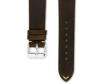 Uhrenarmband Leder Vintage Dunkelbraun | Armband Uhren aus weichem Leder in Espresso Braun | 18, 20 und 22mm Breite