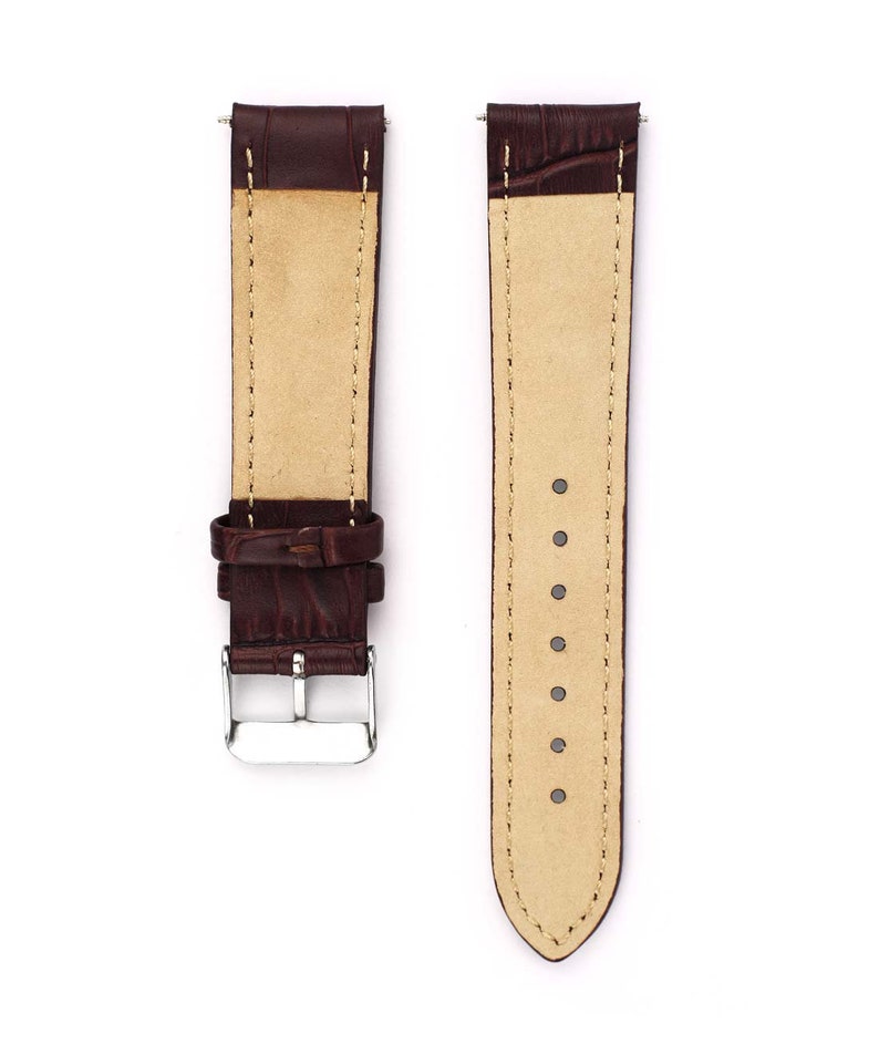 Croco watch strap leather brown Watch strap with croco look made of brown leather 18, 20 and 22mm width image 4