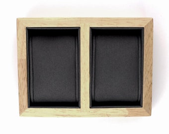 Uhrenhalter Holz EICHE hellbraun & dunkelgrau | Halter für 2 Armbanduhren