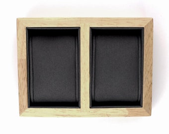 Watch holder wood OAK light brown & dark grey | Holder for 2 wristwatches