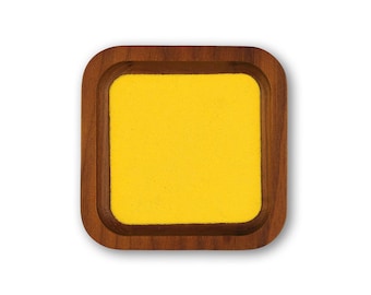Schmucktablett gold-gelb | Ringschale Walnuss & Gelb | Holztablett klein
