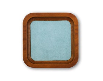 Jewelry tray light blue | Clock Tray Walnut & Light Blue | wooden tray small | ring tray