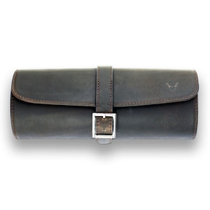 Watch roll leather noble brown matt for up to 3 watches | Roll of watch leather in dark brown with a matt finish