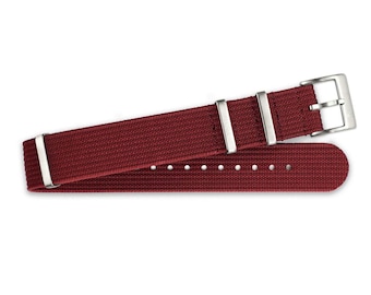 MAROON Nylon Armband dunkelrot für Uhren | Einteiliges Uhrenarmband aus Nylon | Durchzugsband in 18 mm, 20 mm & 22 mm