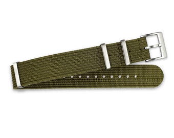 FELD Nylon Armband grün für Uhren | Einteiliges Uhrenarmband aus Nylon | Durchzugsband in 18 mm, 20 mm & 22 mm