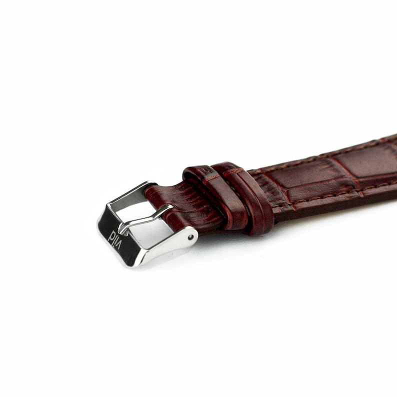 Croco watch strap leather brown Watch strap with croco look made of brown leather 18, 20 and 22mm width image 3