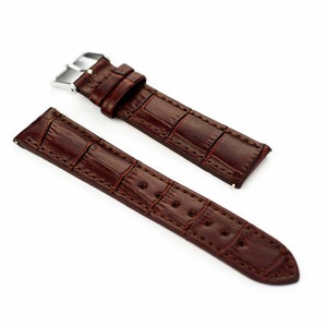 Croco watch strap leather brown Watch strap with croco look made of brown leather 18, 20 and 22mm width image 2