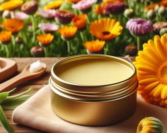 Calendula Oil Balm 100ml | Natural Soothing Balm | Herbal Medicine Healing Balm | Natural Eczema Relief Skin Balm | Calming Skin Cream