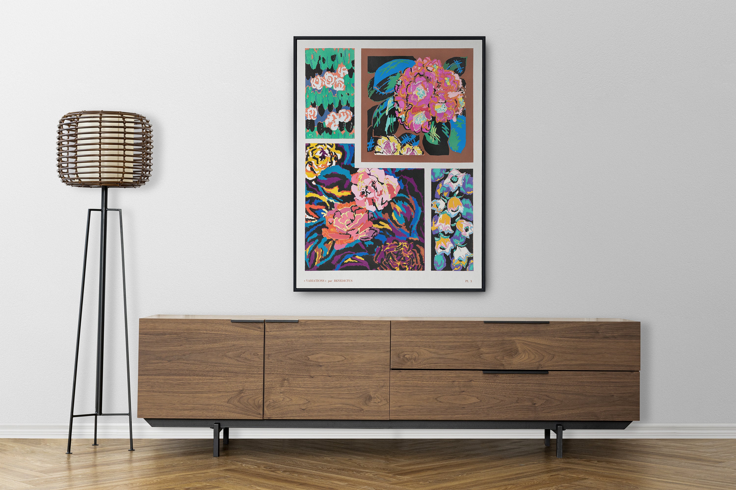 Flower Vintage Art Deco, Retro Wall Art, Vintage Wall Art, Abstract