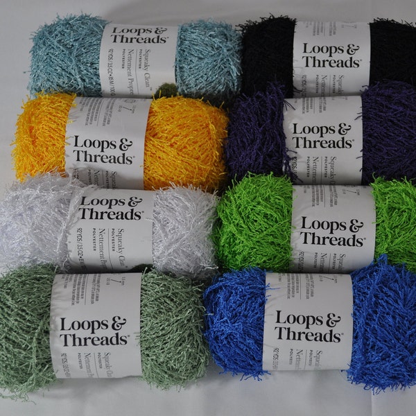 Loops and Threads Squeaky Clean Scrubby Type Yarn 92 Yards of Polyester Great for Crochet and Knit Scrubbies and more. Variety of Colors