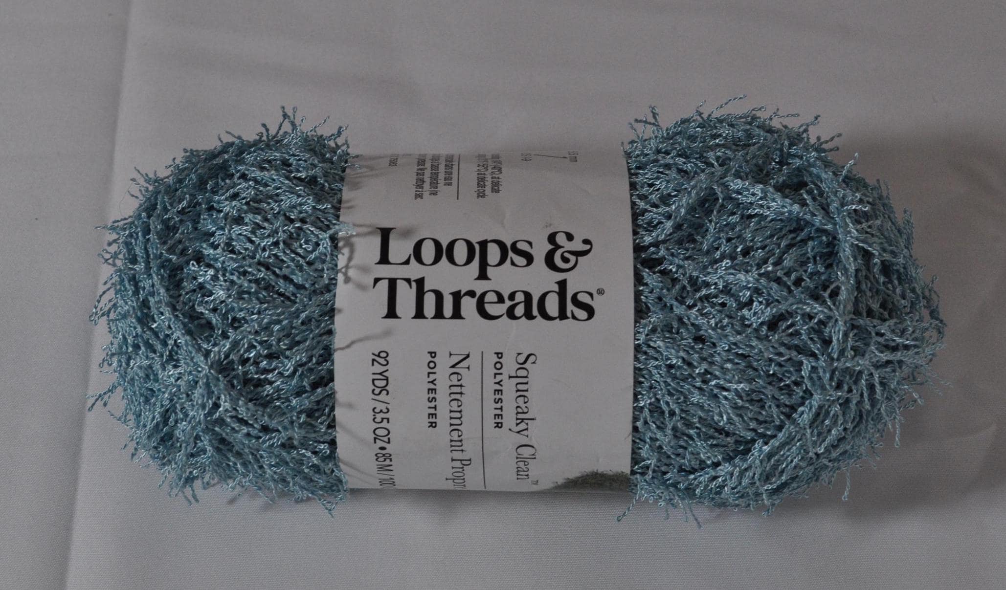 Loops and Threads Squeaky Clean Scrubby Type Yarn 92 Yards of Polyester Great for Crochet and Knit Scrubbies and more. Sky Blue