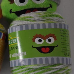 Lion Brand Sesame Street Yarn Kit: Oscar Knit Hat Pattern Included