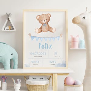 Póster de nacimiento personalizado para niñas y niños