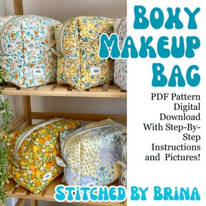 Boxy Quilted Makeup Bag Sewing Pattern: Beginner-Friendly (PDF Pattern) (US Letter and A4)