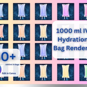 1000ml IV Drip Therapy Bag Designs - Canva Customizable for Your Vitamin Infusion Clinic Marketing + 20 Label templates