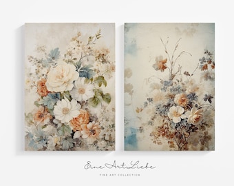 Printable Botanical Art / Gallery Set of 2 / Floral Print / Boho Decor / Flowers Print / Vintage Floral Print / Floral Pattern Print