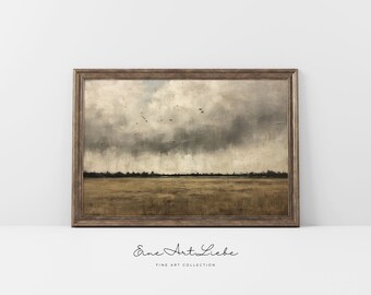 Moody Landscape Art Print: Vintage French Country Farmhouse (Digital Art)