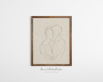 Minimalist Couple Line Art Print Love Drawing (Digital Download)