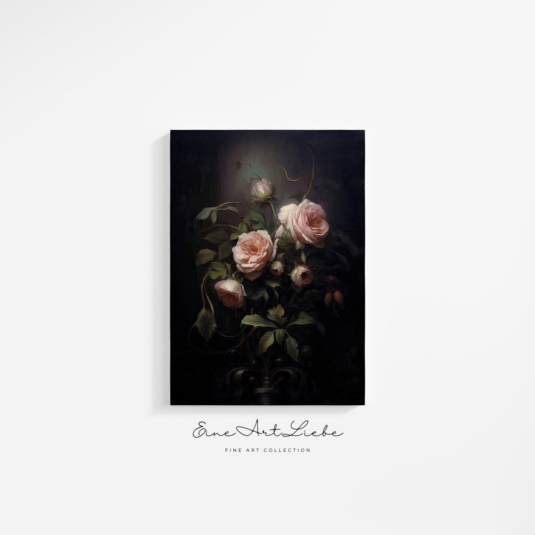 Dark Academia Art Print / Printable Moody Roses / Moody and Dark Floral ...