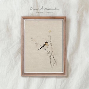 Minimalistic Bird Aquarelle Drawing / Little Bird sitting on a tree / DIGITAL / Nursery Art Print / Printable Wall Art / EAL_347
