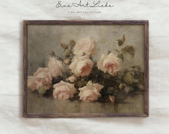 Printable Vintage Roses French Country Cottage Still Life Art Print (Digital Download) EAL_315