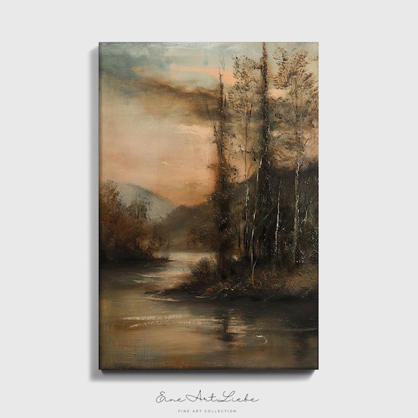 Oprawiony wydruk artystyczny „Moody Golden Fall Landscape” na papierze Fine Art lub płótnie z opcją drewnianej ramy EAL_366_F
