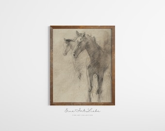Vintage Horse Pencil Drawing: Animal Sketch Print (Digital Download)