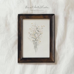 Printable Wildflower Bouquet Floral Print Petit White Wildflower Spring Flowers Bouquet Print  EAL_258