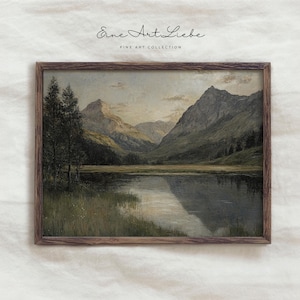 Printable Vintage Landscape Drawing Wall Art Print European Landscape Art Print Digital Neutral Colors EAL_482