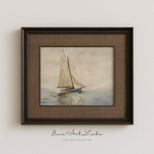 Maritime Aquarelle Painting Printable Vintage Sailboat Art Print Aquarelle Wall Art Sailboat Printable Digital ART EAL_392