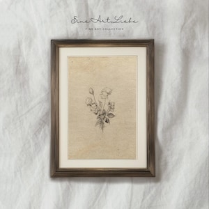 Rose Sketch Printable: Vintage Floral Etching, Farmhouse Decor (Digital) EAL_357