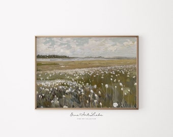 Spring Meadow / Printable Landscape Painting / Flower Field Print / Farmhouse Dekor / Country Field Printable / Digital Download / EAL_386
