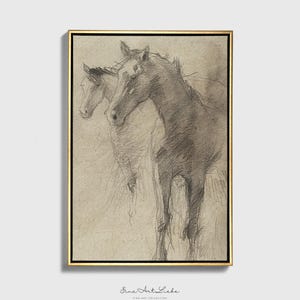 Framed Vintage Horse Sketch Print, Ready to Hang Framed Art EAL_489_F