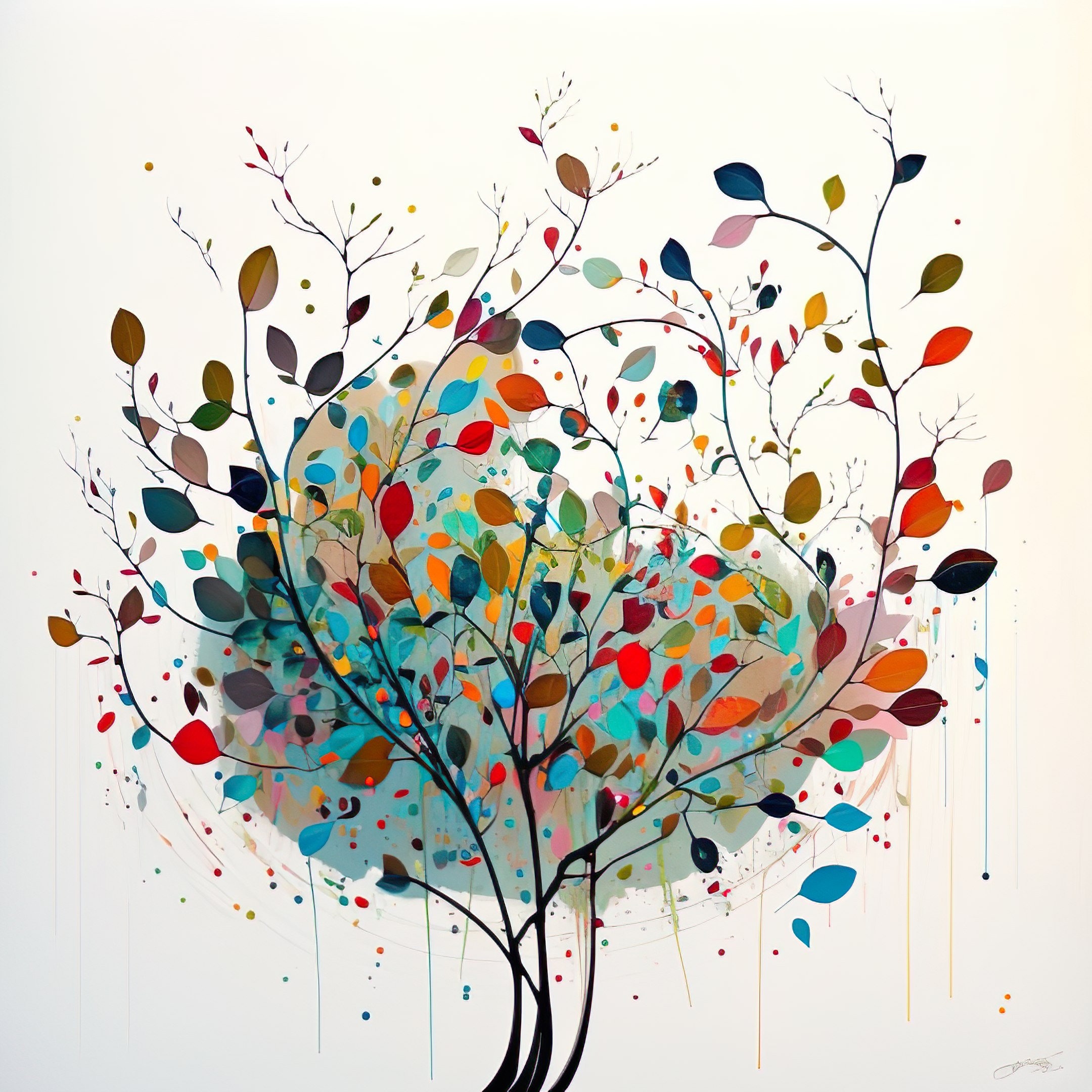 Printable Art an Abstract Picture of Trees Contained Colorful Etsy