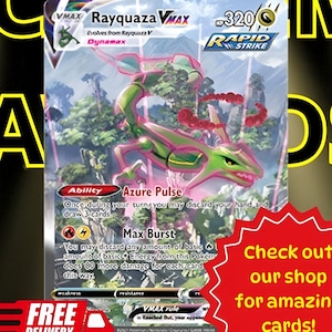 Rayquaza Vmax 218/203 Alternative Full Art Karte, Pokemon TCG, Secret Rare aus "Evolving Skies", englische Karte, Proxy-Karte als Geschenk