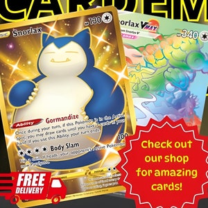 Pokemon-Karten-Lot Snorlax Gold Holo, Snorlax Vmax Hyper, Pokemon TCG, Pokemon-Sammelkarten, Pokemon-Ersatzkarten, Pokemon-Geschenke