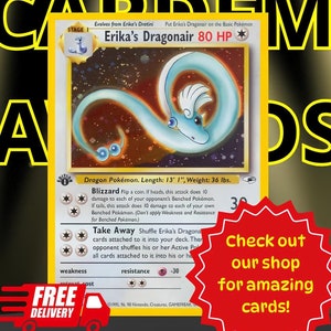 Pokemon Card Erika's Dragonair, Erika's Dragonair Gym Heroes, Pokemon TCG, Pokemon Collectible Cards, Pokemon Proxy Cards, Pokemon Gifts