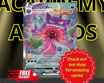 Pokemon Card Gengar Vmax Alternative Art, Gengar Fusion Strike Card, Gengar Vmax  271/264, Custom Pokemon Card for Gifts, Proxy Pokemon Card