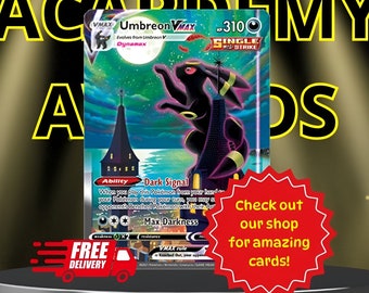 Pokemon Card Umbreon Vmax Alternative Art, Umbreon Evolving Skies Card, Umbreon 215/203, Custom Pokemon Card for Gifts, Proxy Pokemon Card