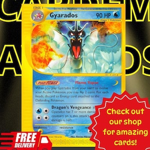 Pokemon Card Gyarados Holographic, Gyarados Skyridge, Pokemon TCG, Pokemon Collectible Cards, Pokemon Proxy Cards, Pokemon Gifts