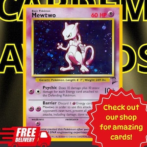 Pokemon Karte Mewtwo Holographic, Mewtwo Basis Set 2, Pokemon TCG, Pokemon Sammelkarten, Pokemon Proxy Karten, Pokemon Geschenke