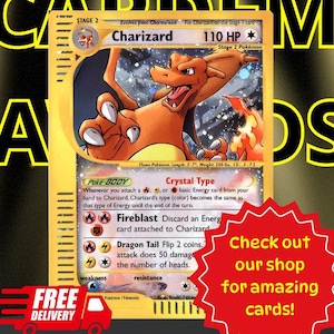 Pokemon kaart Charizard Crystal Holo, Charizard Crystal Skyridge, Pokemon TCG, Pokemon collectible kaarten, Pokemon proxy kaarten, Pokemon geschenken