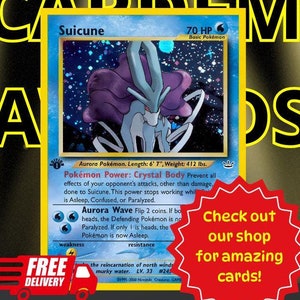 Pokemon Card Suicune 1st Edition Holo, Suicune Neo Revelation, Pokemon TCG, Pokemon Collectible Cards, Pokemon Proxy Cards, Pokemon Gifts