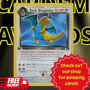 Carte Pokémon Dracolosse Obscur 1re édition, Dracolosse Team Rocket, JCC Pokémon, Cartes Pokémon à collectionner, Cartes Proxy Pokémon, Cadeaux Pokémon