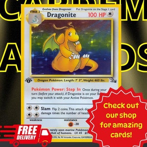 Dragonite Holo Fossil - Etsy Dragonite Holo Fossil - Etsy