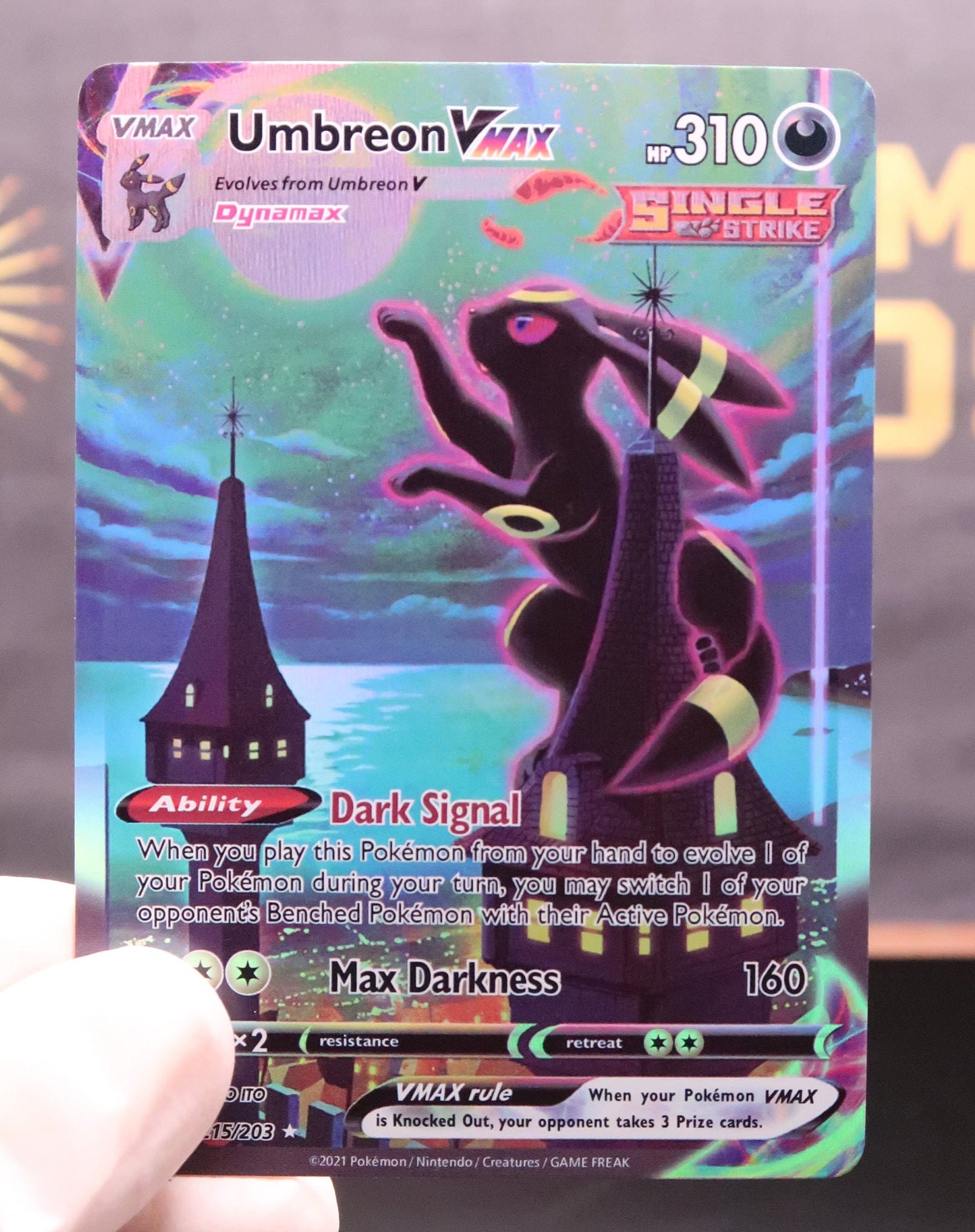 Pokemon Card Umbreon Vmax Holographic Umbreon Evolving Skies Pokemon 