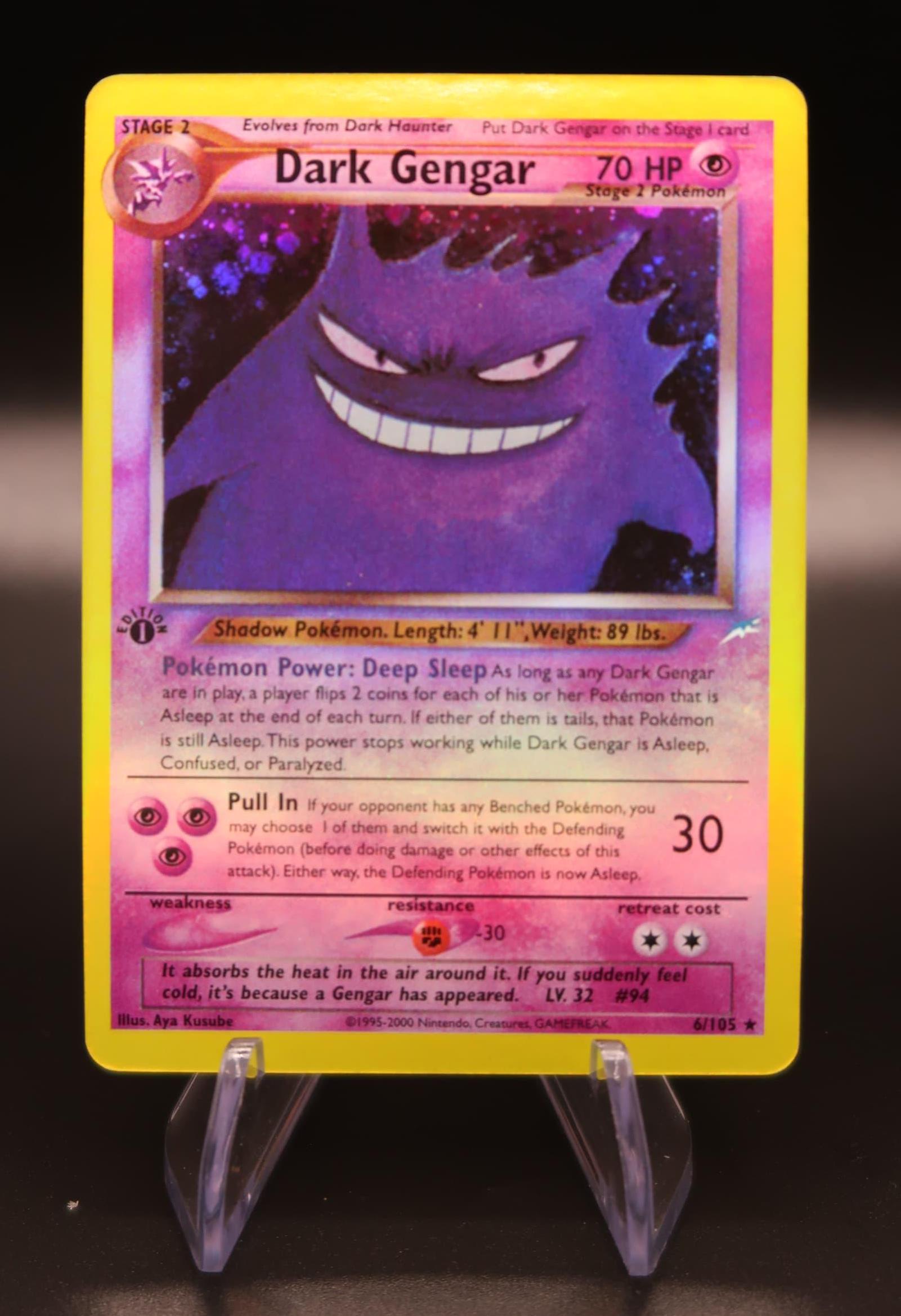 Pokemon Card Dark Gengar 1st Edition Holo, Gengar Neo Pokemon Card Dark Gengar 1st Edition Holo, Gengar Neo