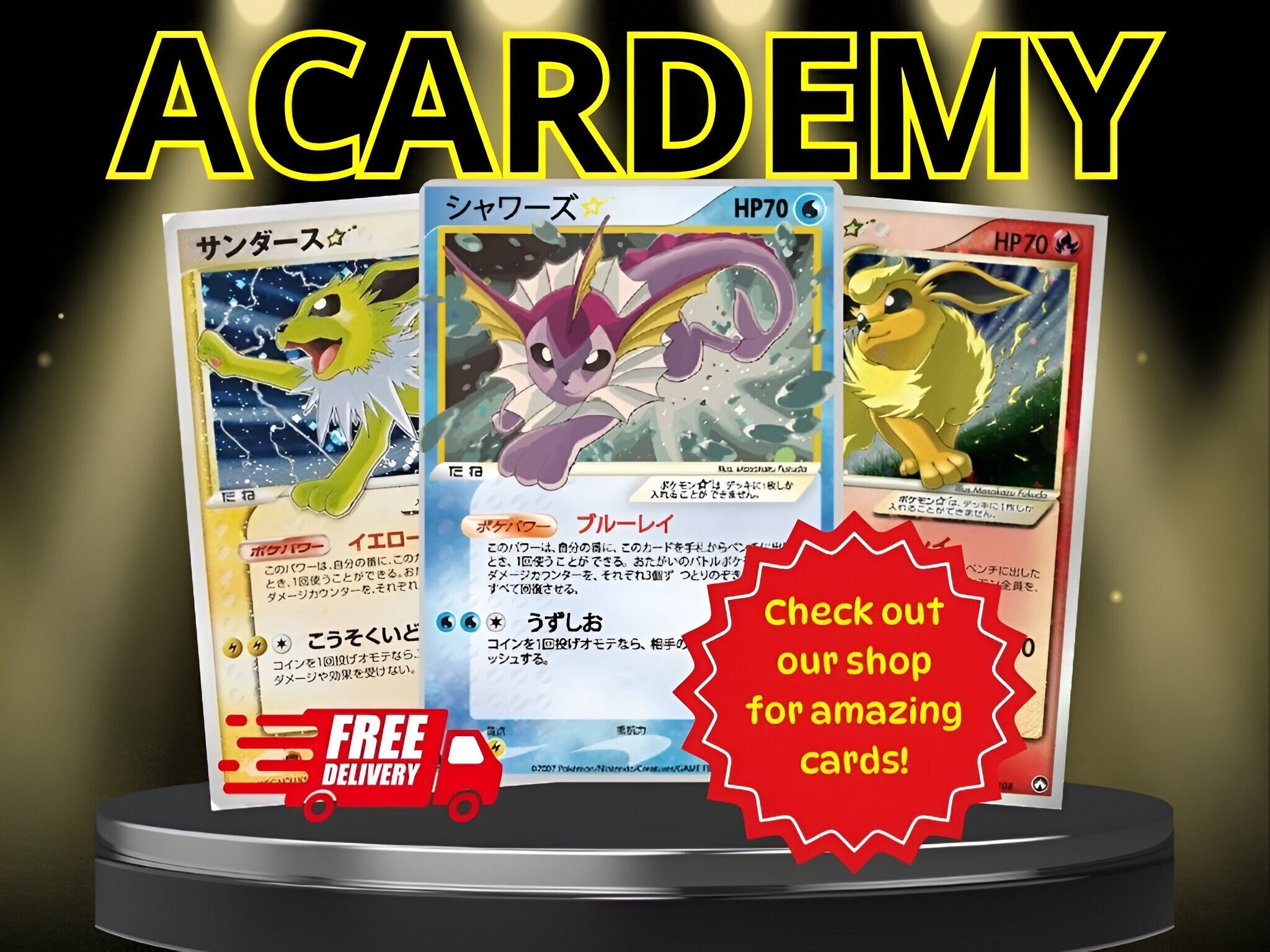 Pokemon Cards Lot Vaporeon Gold Star, Flareon Gold Star